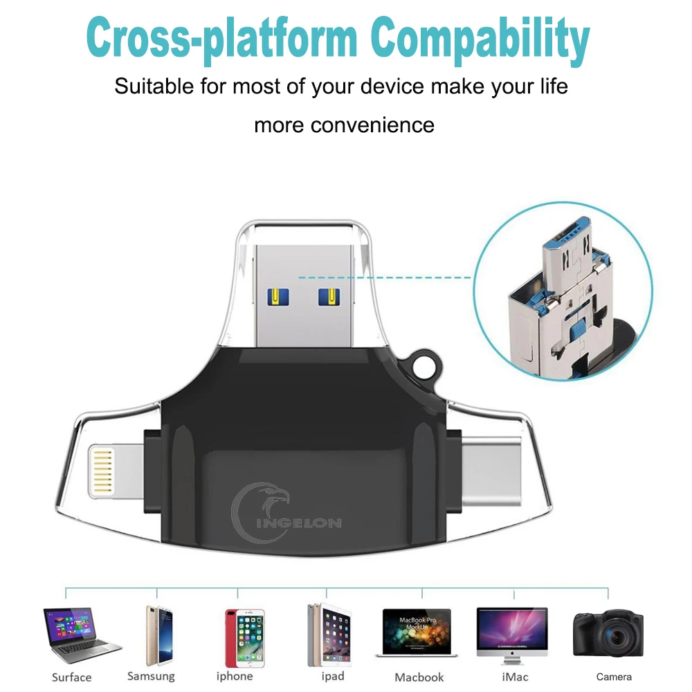 Считыватель карт памяти Ingelon type C Micro SD tipo OTG USB RS MMC Flash Memory idragon для iPhone iPad MacBook