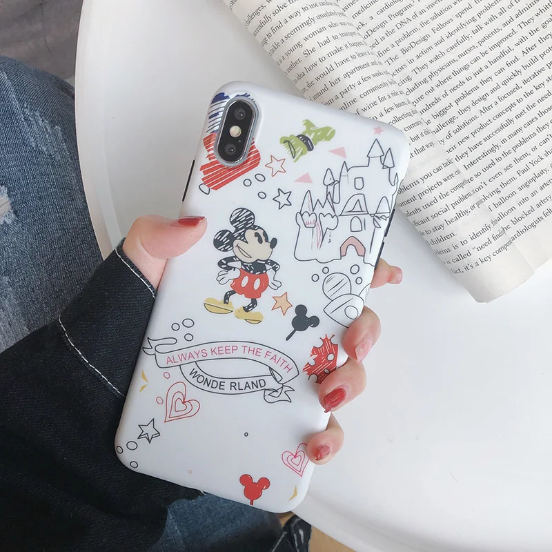 Мультяшный дудлинг Микки и Минни для iPhone Xs XR Max Чехол мобильного телефона 6s 7 8 Plus