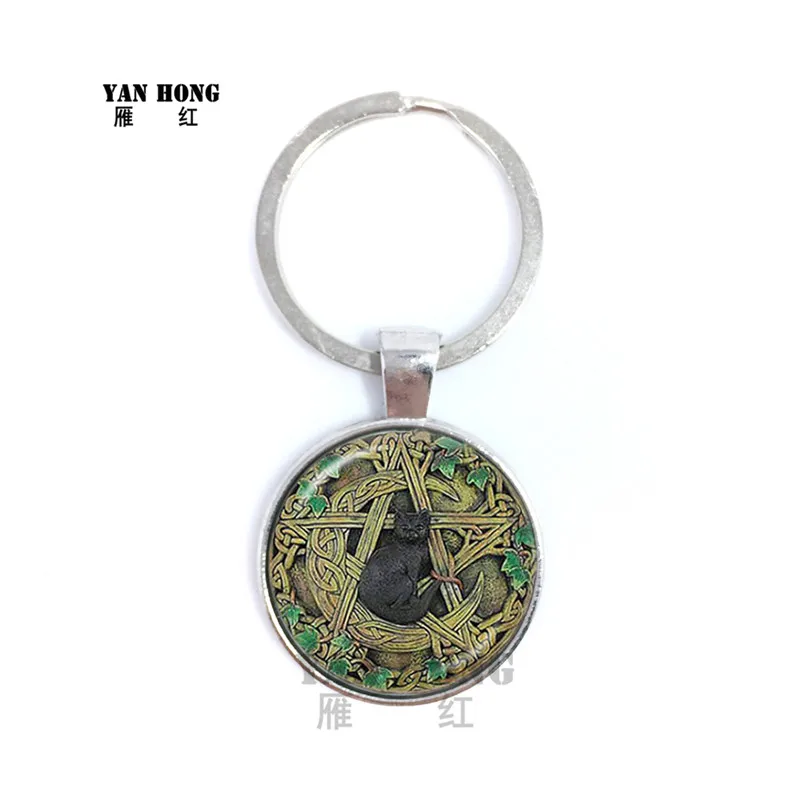 YANHONG Sleutelhanger круглый стекло кабошон Dier Handgemaakte вешалка Creatieve подарок на Хэллоуин