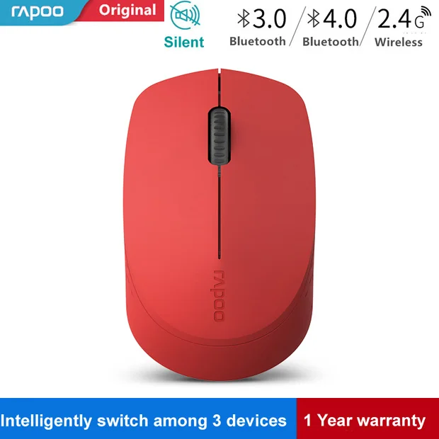 M100 Red Rapoo Silent Беспроводной Оптический Мышь с Bluetooth 4,0/2,4 РФ 3,0 г Mute мини Бесшумная мышь для Macbook PC ноутбук - Цвет: M100 Red