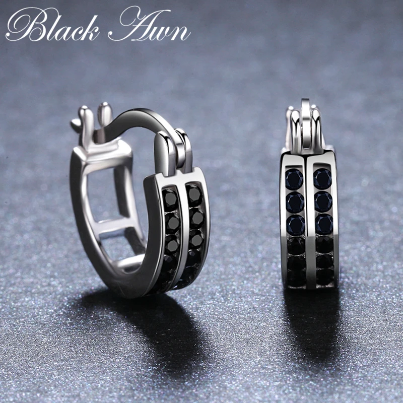 Женские квадратные сережки с черной шпинелью подарок на день рождения из