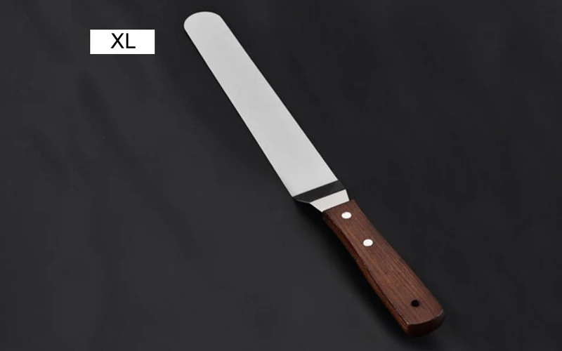 Bent XL Профессиональный шпатель для торта из нержавеющей стали, прямой изогнутый глазурный шпатель с деревянной ручкой, нож-лопатка для торта - Цвет: Bent XL
