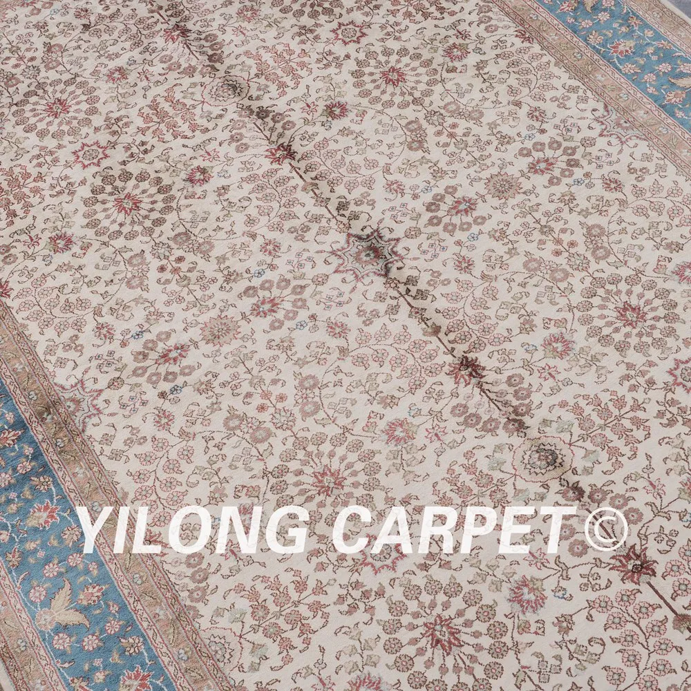 YILONG 5'x8' lake blue and beige handmade handknotted turkey oriental afghan silk rugs (LH39B5x8) | Дом и сад