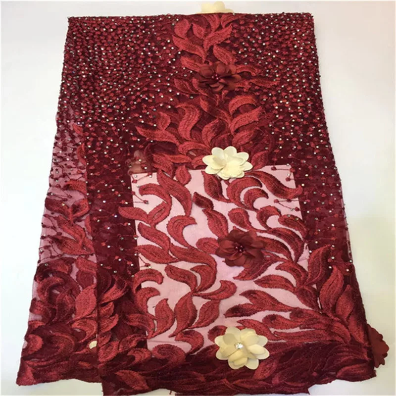 

New Design 3D Flower African Lace Fabric Embroidery French Lace Fabric For 5Yards African Swiss Voile Lace Fabric High Quality