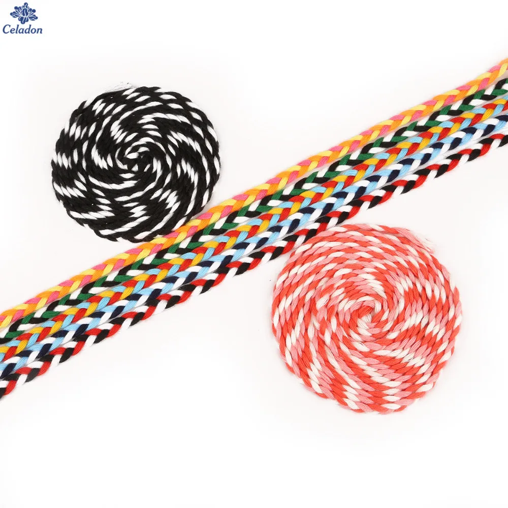 5 метров ширина около 7 мм красочный 100% хлопок три нити плетеный полиэстер ткань