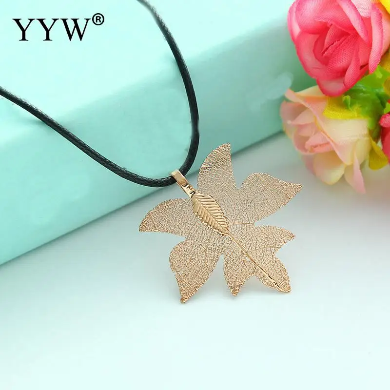 

Festival Maple Leaves Pendant Linen Cord Fashion Choker Necklace Fit Unisex 15.5 Inch 12Strands/Bag