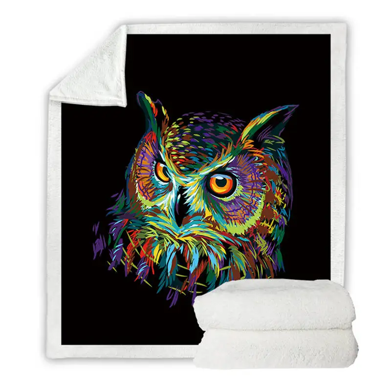Owl 002 BeddingOutlet пушистое одеяло с совами, красочное пушистое одеяло с птицами, шерпа, акварельные постельные принадлежности, Галактическое одеяло s для кроватей 150x200 см - Цвет: Owl 002