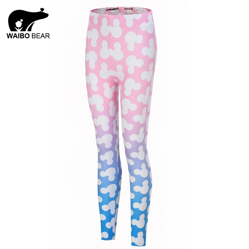 

Mickey printing Leggings Women Fitness Leggins Sexy Bodybuilding Legins Quick Dry Elastic Pencil Pants Female WAIBO BEAR