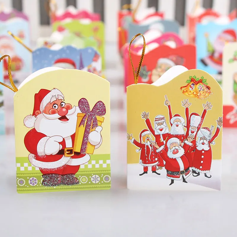 16 шт./лот блестящая различных стилей Санта Клауса мини поздравительная карта