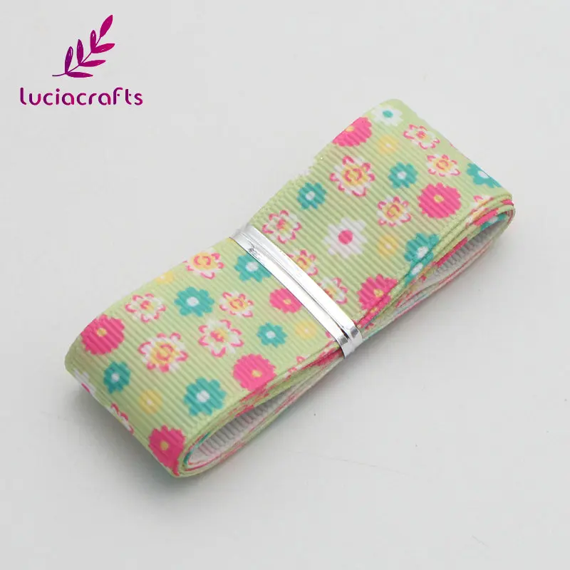 Grass green 5y Lucia Crafts 5y/8y 25 мм Grosgrain печатные упаковочные ленты DIY Швейные аксессуары для волос ручной работы материал S0806 - Цвет: Grass green 5y