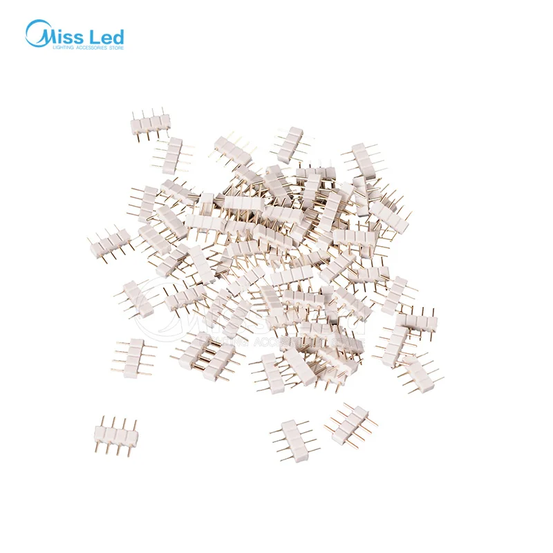 100 шт./лот LED 4pin RGB Разъем 4 шпильки игольчатый Тип для 3528/5050 полоса белый/черный 10 мм