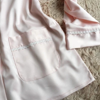 Женский пижамный комплект высокого качества милый розовый Шелковый осенне