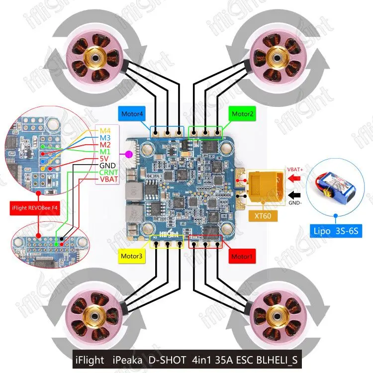 Оригинал iFlight iPeaka 35A 3 6 S 4 в 1 5 В/12 В BEC BLHeli Dshot ESC для гоночного квадрокоптера FPV