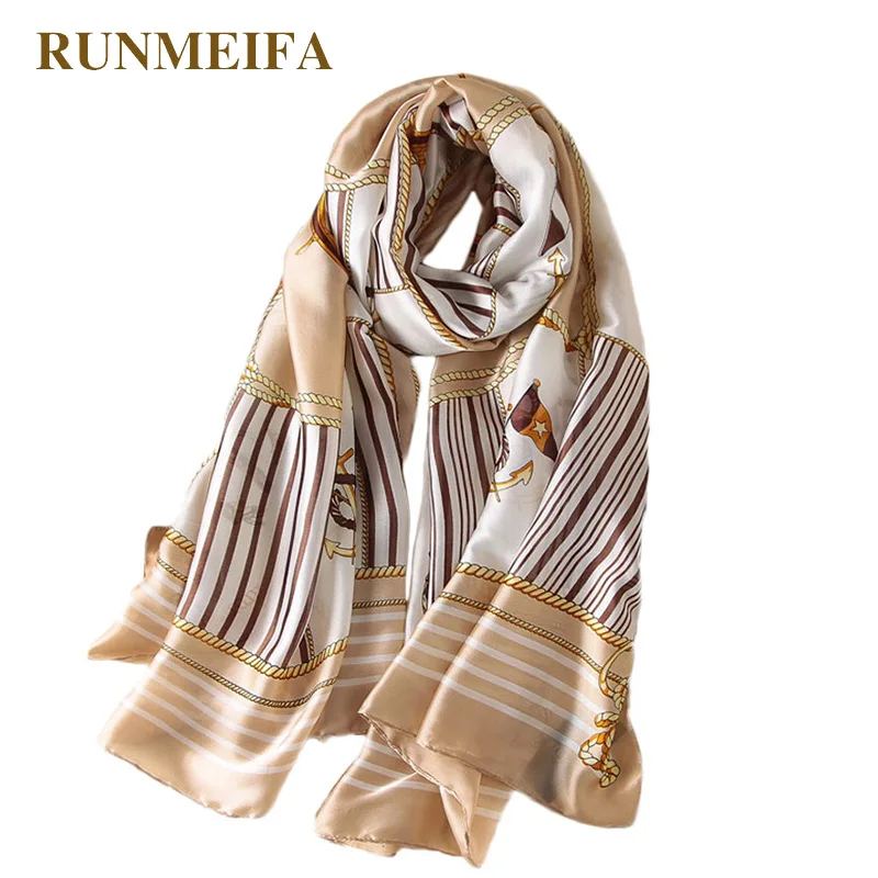 RUNMEIFA Новая модная шаль из искусственного шелка для женщин руль якорь шарф