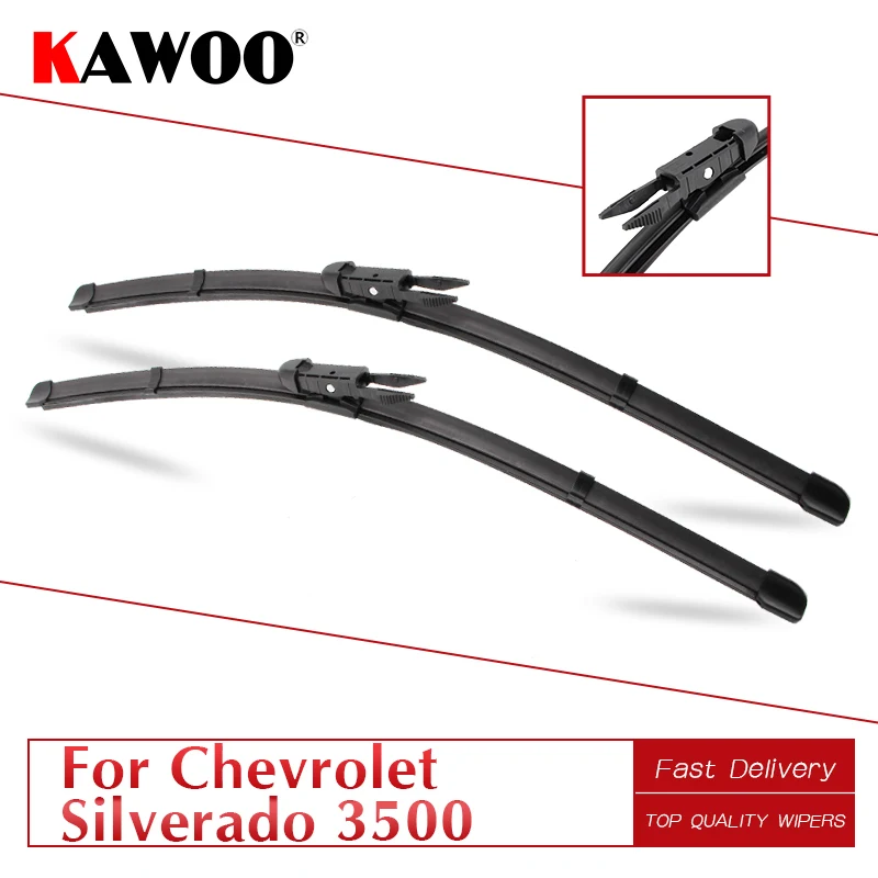 

KAWOO For Chevrolet Silverado 3500 From 2001 To 2017 Car Windscreen Wiper Blades Rubber Fit U Hook/Pinch Tab/Push Button Arms