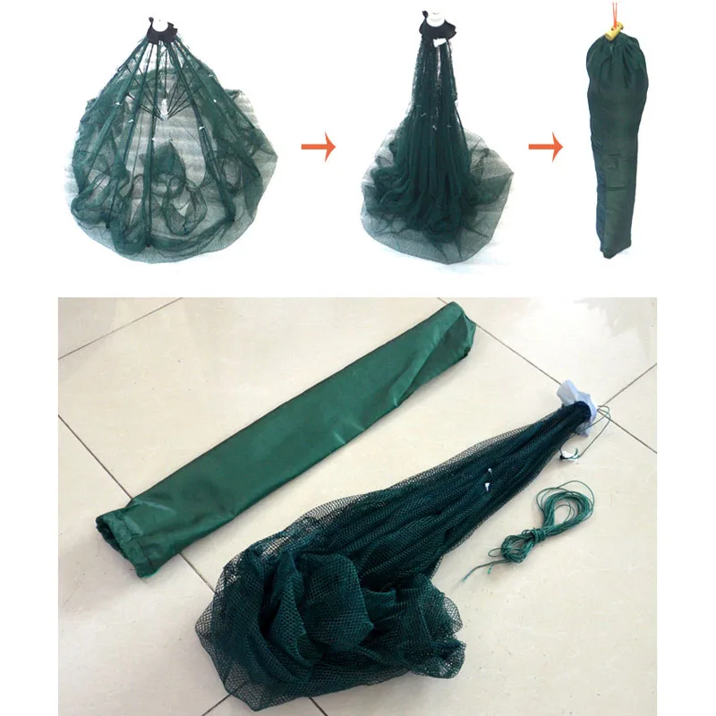 10 Hole Folded Portable Hexagon 6 Automatic Fishing Shrimp Trap Net Fish Minnow Crab Baits Cast Mesh | Спорт и развлечения