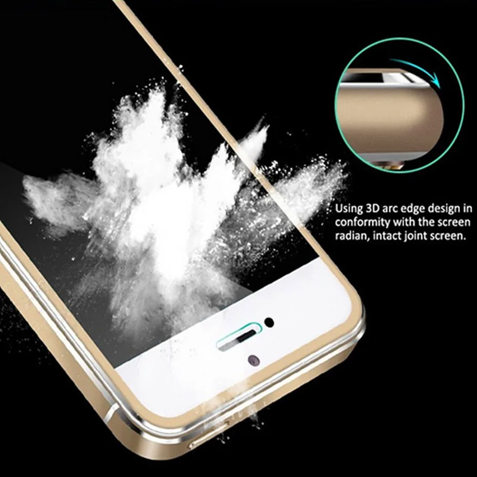 2 шт./лот 3D полное покрытие Защитное стекло для iphone 5 5S se из алюминиевого сплава