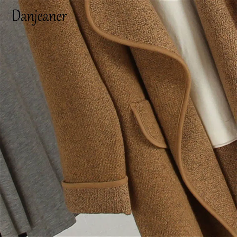 Danjeaner 2018 осень зима винтажное Женское шерстяное пальто с длинным рукавом толстые