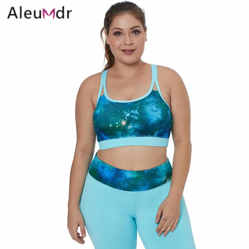 Aleumdr Активный спортивный бюстгальтер плюс размер женский многоцветный рисунок