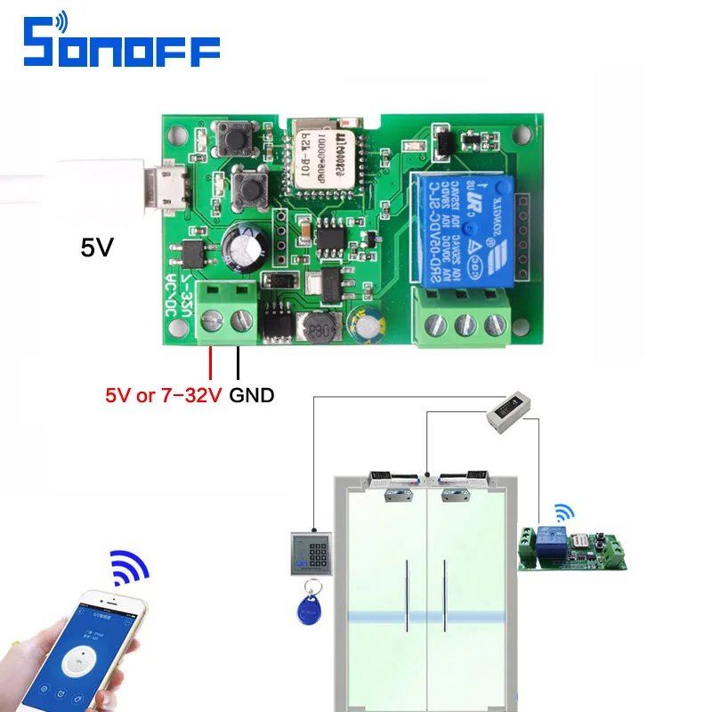 Интеллектуальный выключатель света sonoff DC5V 7 v 32 переключатель Wi Fi беспроводной