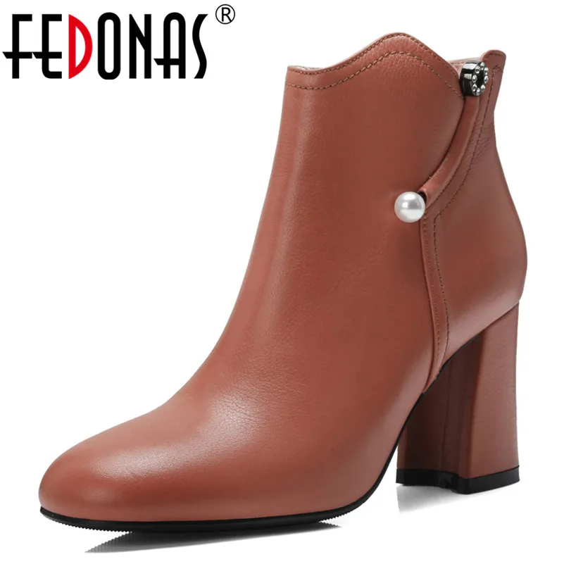FEDONAS/качественные женские ботильоны из натуральной кожи вечерние офисные