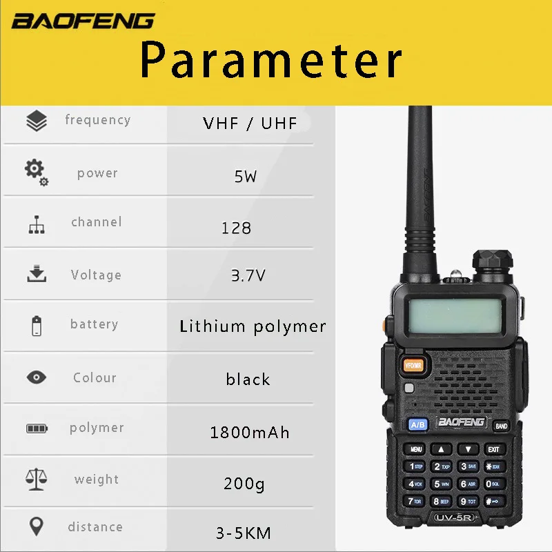 Двухдиапазонная рация Baofeng UV 5R 2 шт. приемопередатчик с двойным дисплеем
