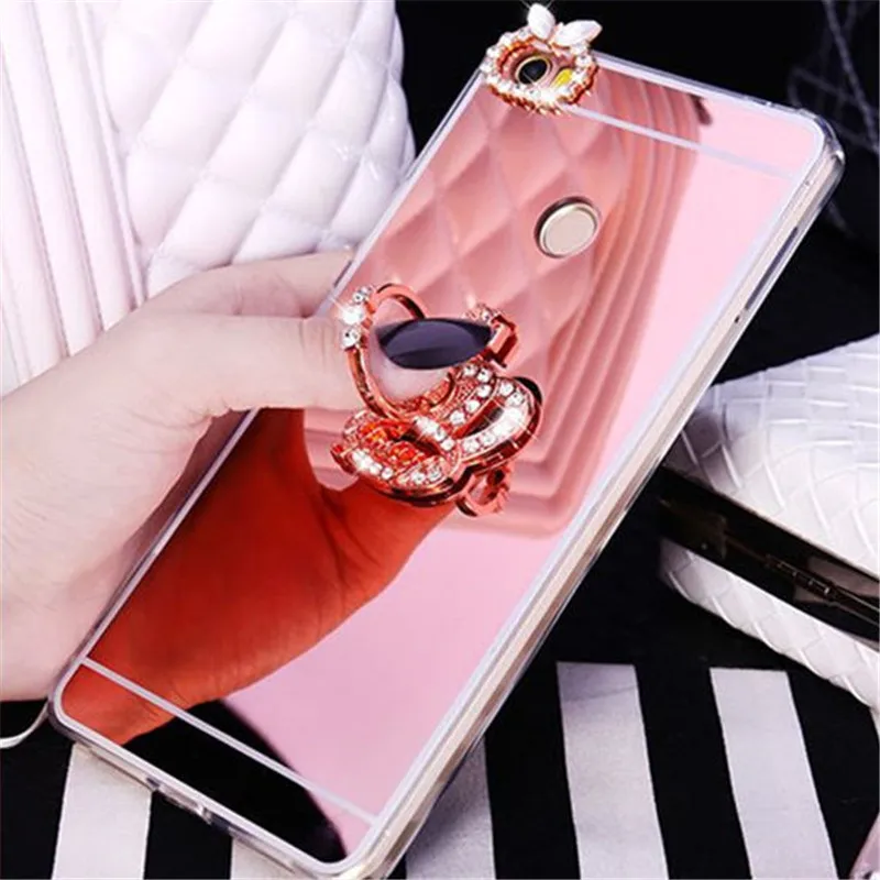 Зеркальный чехол с кольцом подставкой для Xiaomi Mi 10 A1 A2 8 Lite 9 10T Pro Redmi Note 4 4X 5 6 7 8T 6A 7A