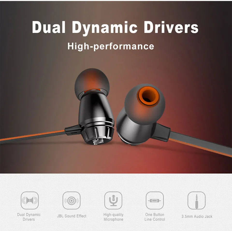 JBL T380A наушники с чистым басом, Hi-Fi стерео музыкальные наушники для бега, спортивные двойные динамические свободные руки с микрофоном, 3,5 мм аудио разъем