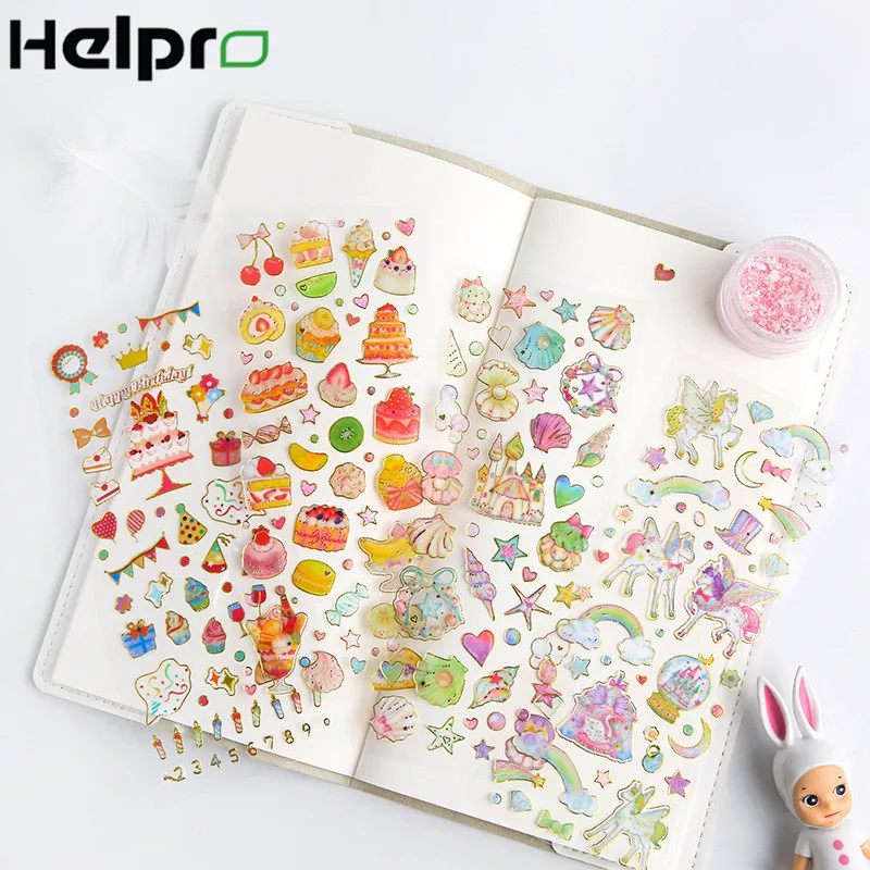 Helpro 1 шт. милый бронзирующий стикер с рисунком из мультфильма прозрачный DIY