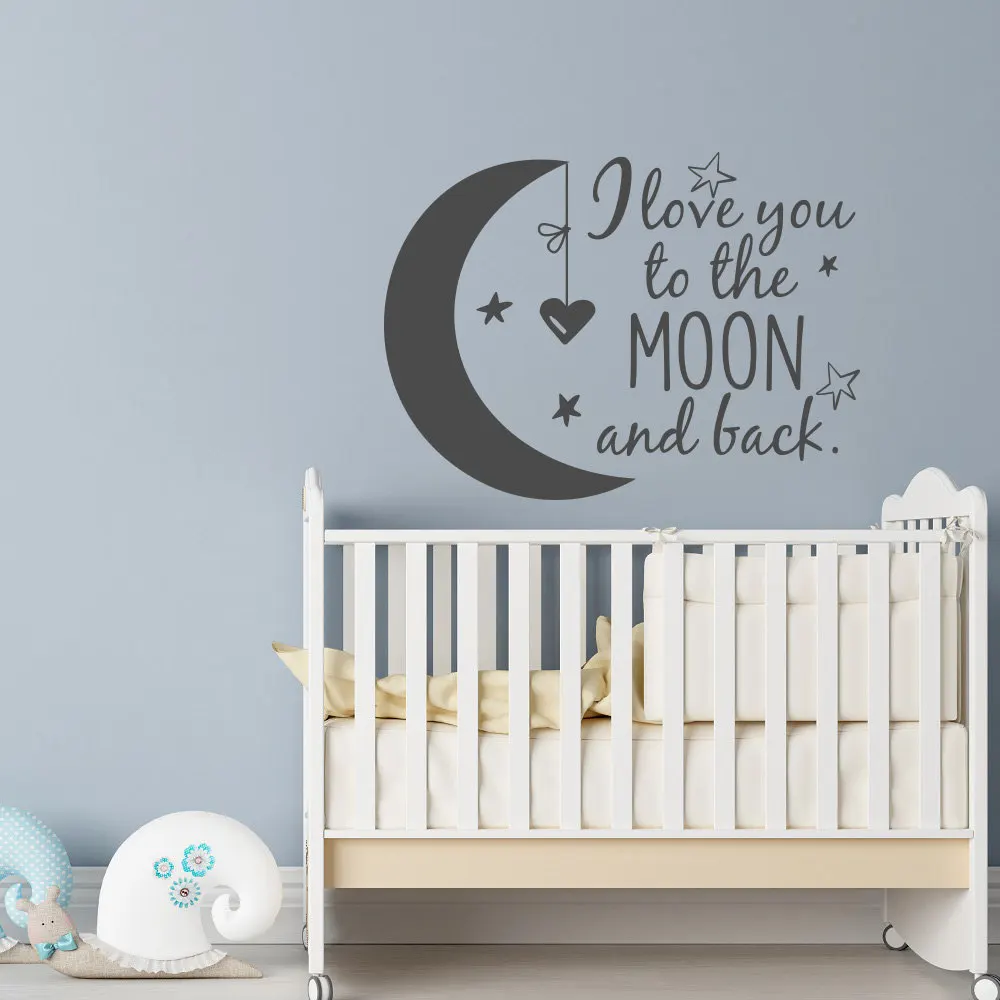 

Baby Kids Bedroom Wall Stickers Moon Stars Heart Vinyl Removable Quote Decal I Love You to the Moon and Back Home Mural SYY165
