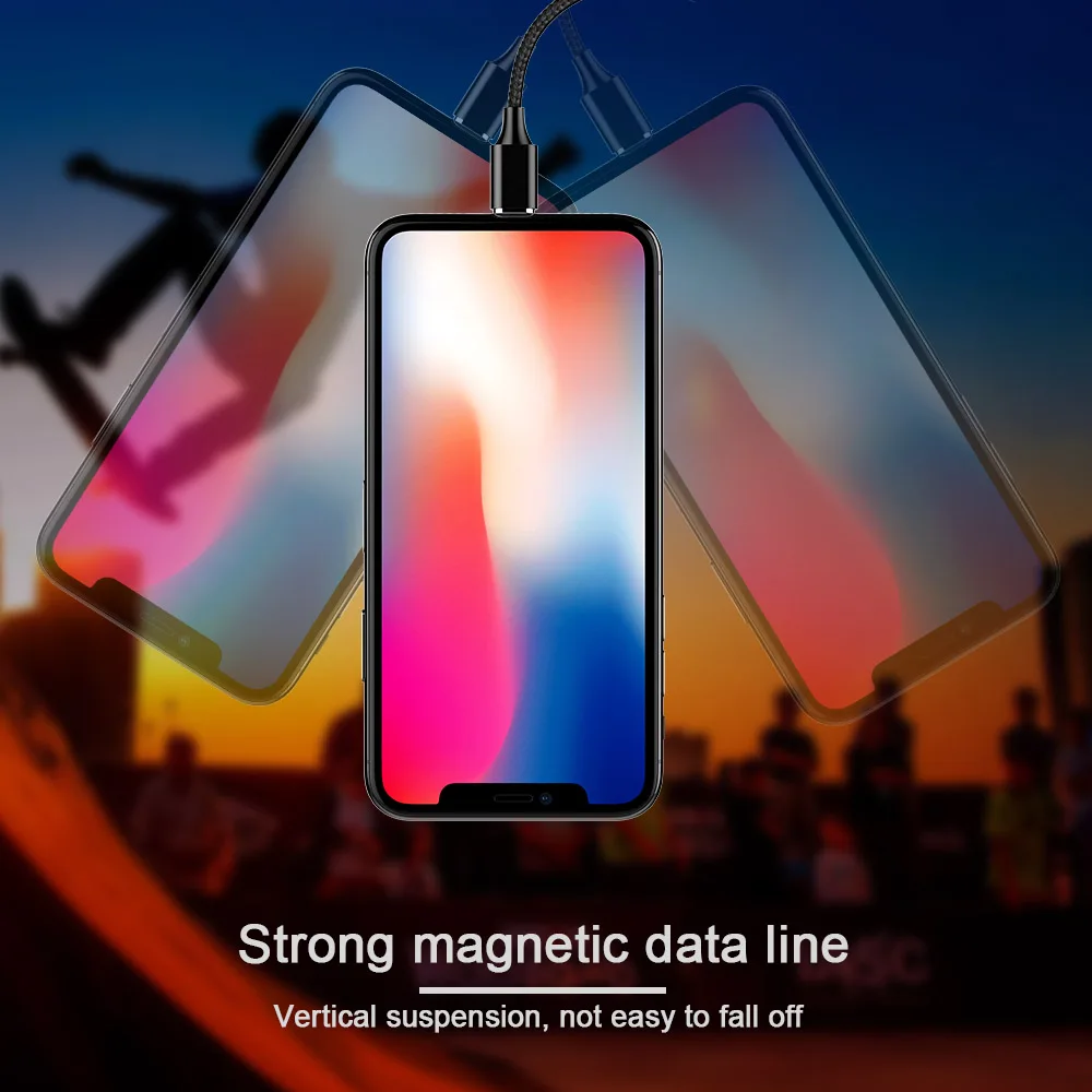 Магнитный зарядный кабель 3 в 1 8 Pin Lighting для iPhone X XS XR 7 Plus Micro USB Type C Xiaomi Huawei кабели
