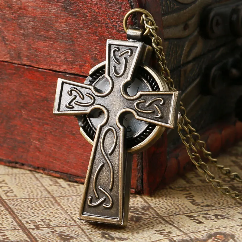 

Copper Bronze Vintage Cross CRUX Small Pocket Watch Women Necklace Pendant Birthdays Gift Reloj De Bolsillo P90