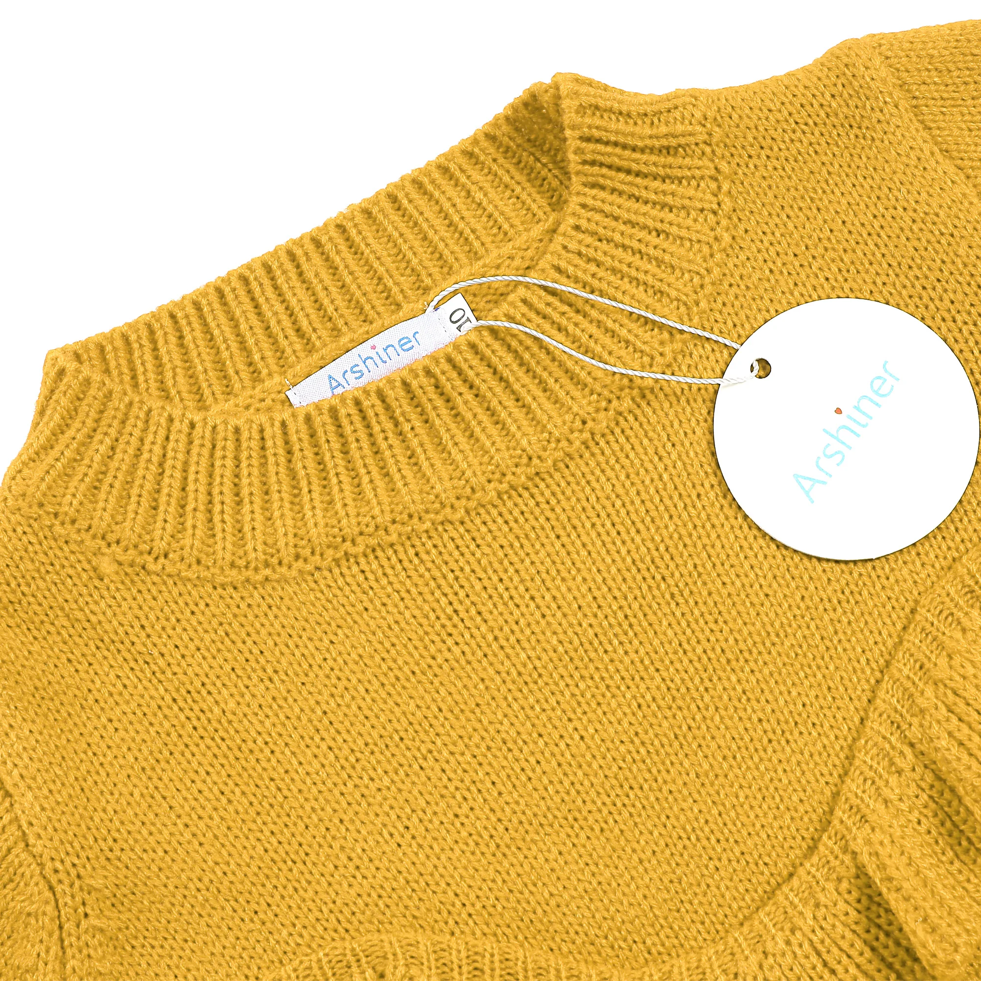 Arshiner/милый вязаный пуловер с оборками для девочек повседневный Однотонный