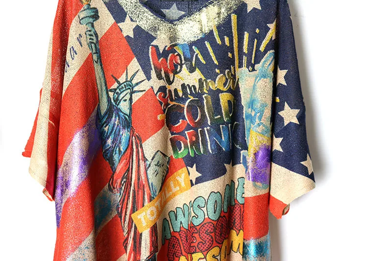 Fashion Cool Vintage American flag Harajuku Punk shirt women Ropa Mujer streetwear skateboard camiseta Loose plus Camouflage | Женская