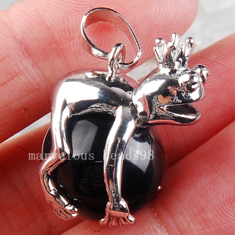 Бесплатная доставка красивые ювелирные изделия черный сердолик лягушка круглый