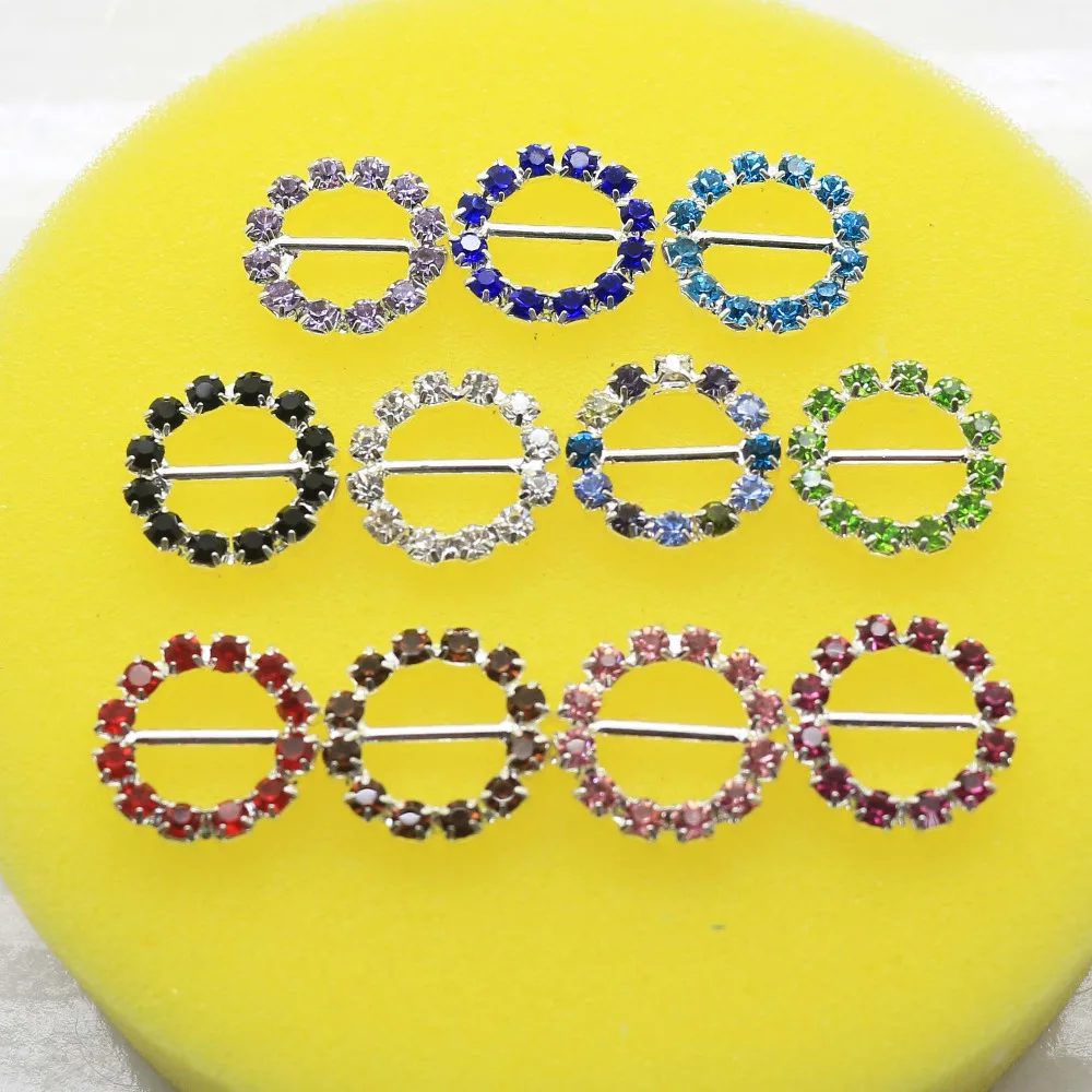 Модные круглые стразы пряжки 10 шт. алмазные пригласительные ленты ползунки для