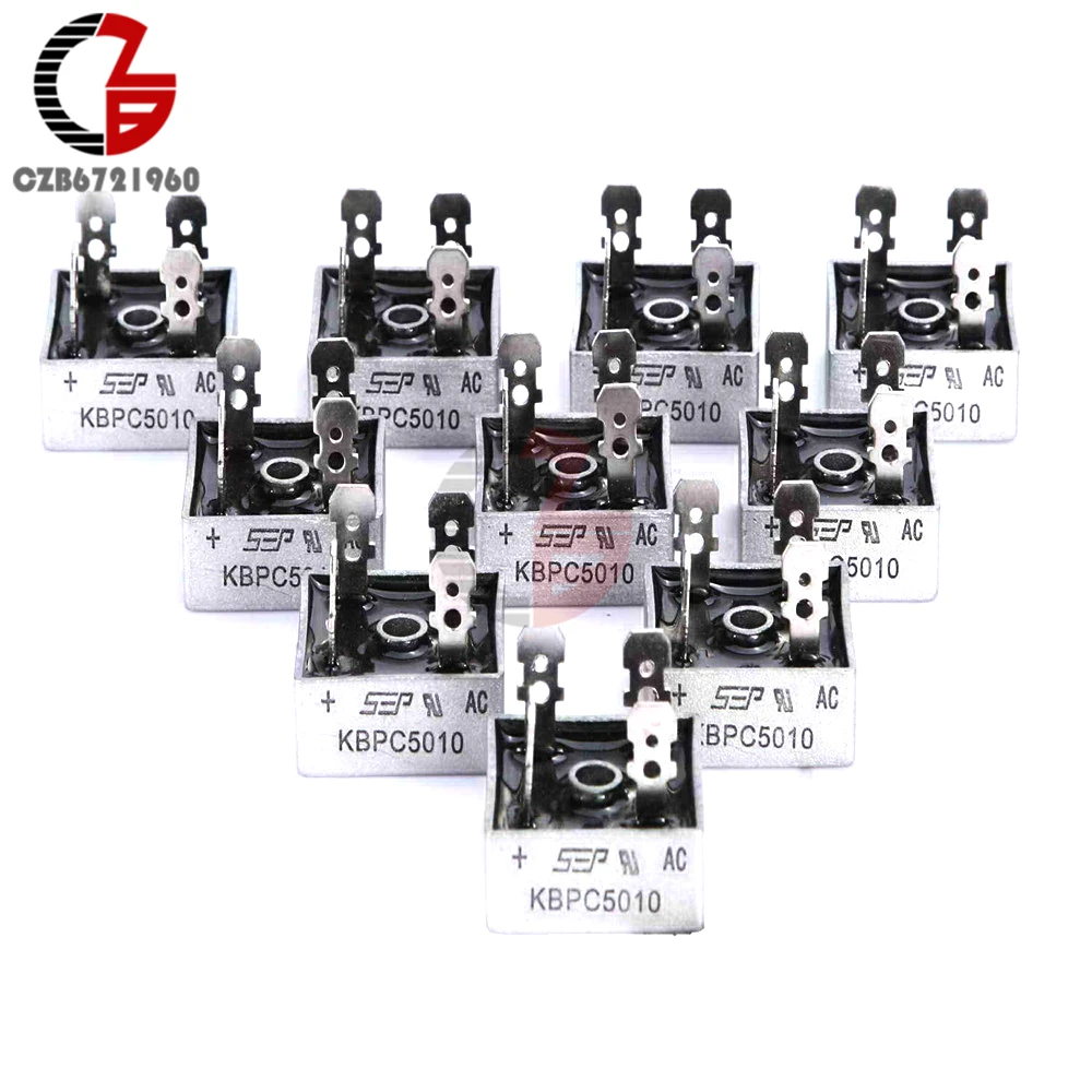 5 шт. KBPC1010 KBPC1510 KBPC2510 KBPC3510 KBPC3510W KBPC5010 Мощность диодный мост выпрямителя 15A 25A 35A 50A 1000V kbpc коммутатор