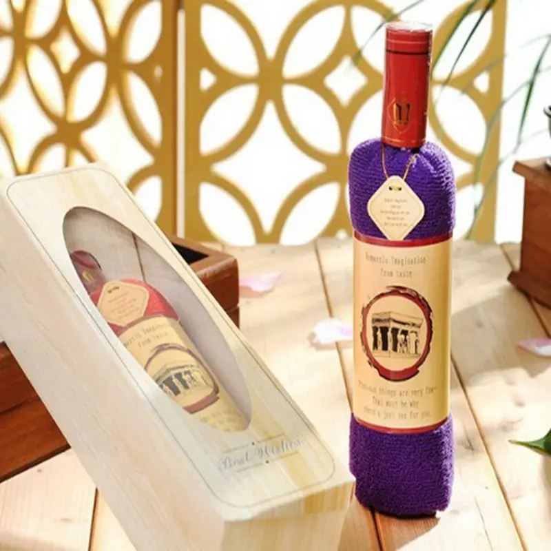 Креативное полотенце в форме бутылки красного вина подарочные пакеты ОПП