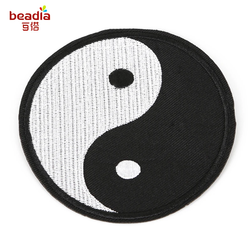 1 шт. Восьмиугольные белые черные вышитые заплатки Аппликации тканевые нашивки