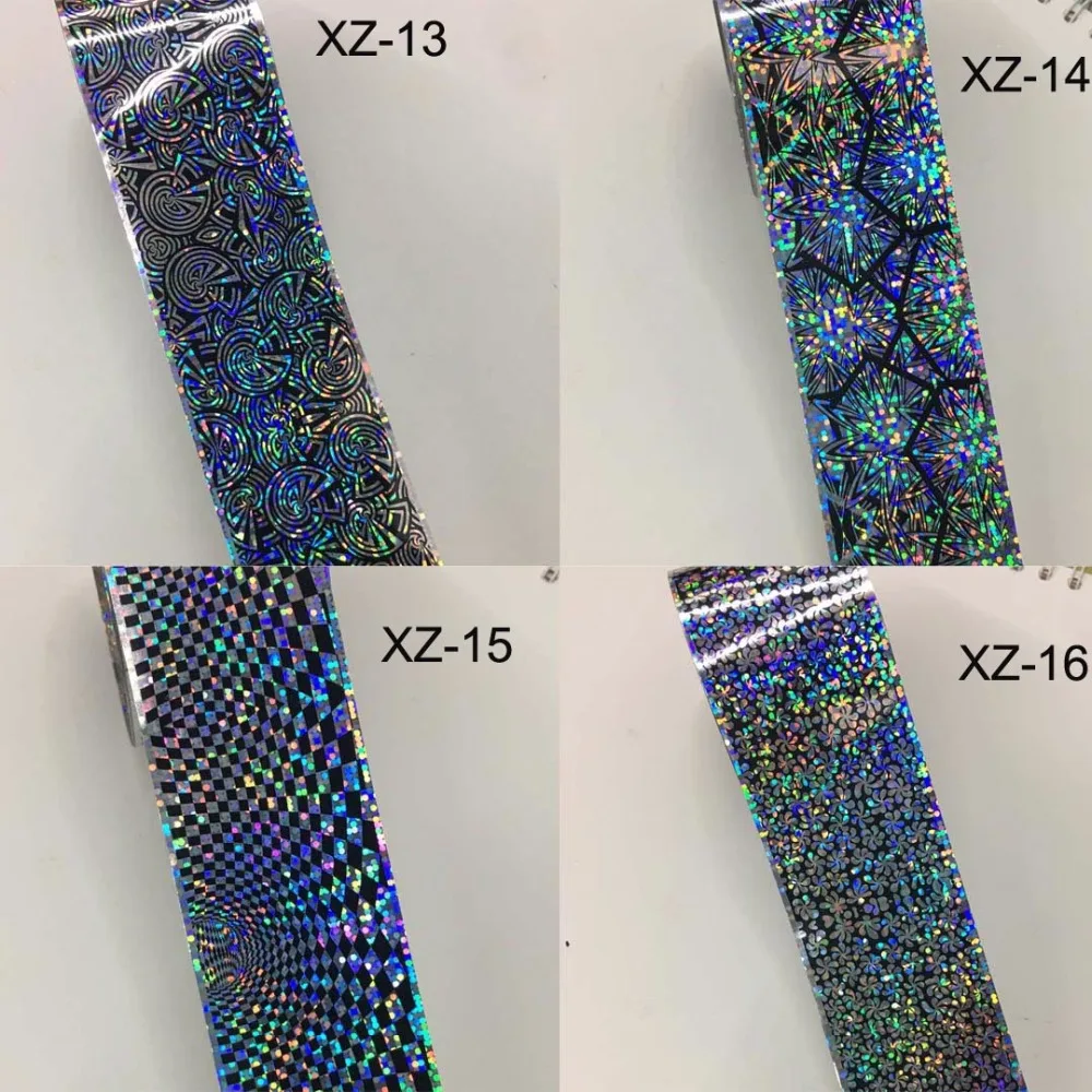 

4*120cm/Roll Holographic Black Flower Starry Nail Foil Colorful ( 16 Rolls )Transfer Sticker DIY Nail Tips for Nail Decorations