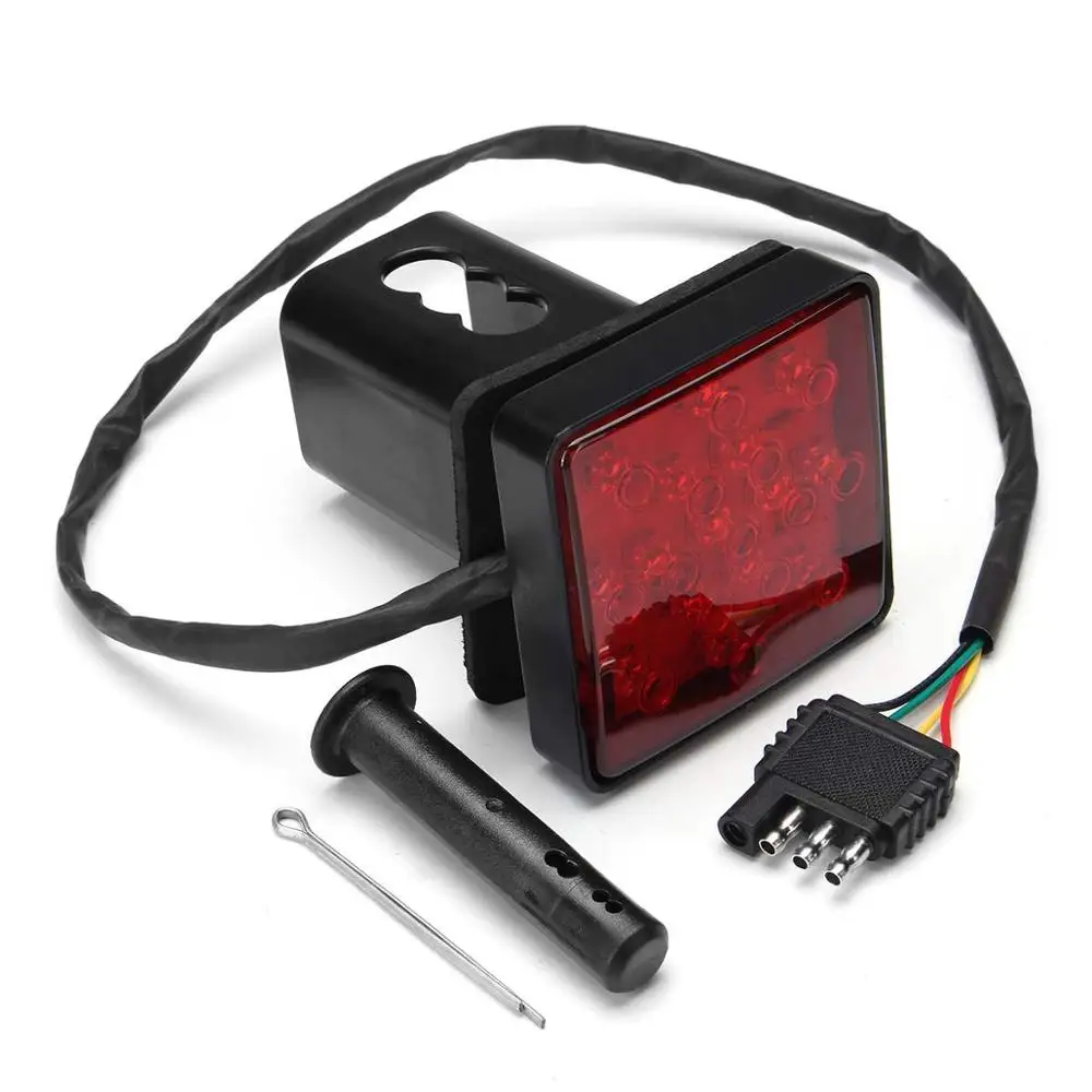 red 1xTruck Прицеп Сцепка Крышка с 15LED тормозной светильник Fit " приемник Прицеп Сцепка приемник крышка трубка Буксировка с Стоп задний светильник - Испускаемый цвет: red