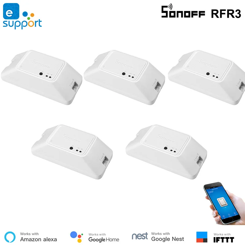 5 шт. Sonoff RF433 WiFi переключатель 433 МГц Sonoff RF R3 WiFi переключатель дистанционного управления Alexa iftt Google Home совместимый RFR3
