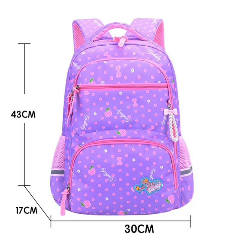 purple large Dot Печать школьный рюкзак водонепроницаемые школьные рюкзаки для девочек 2 размера большой емкости путешествия дети рюкзак детские школьные сумки - Цвет: purple large