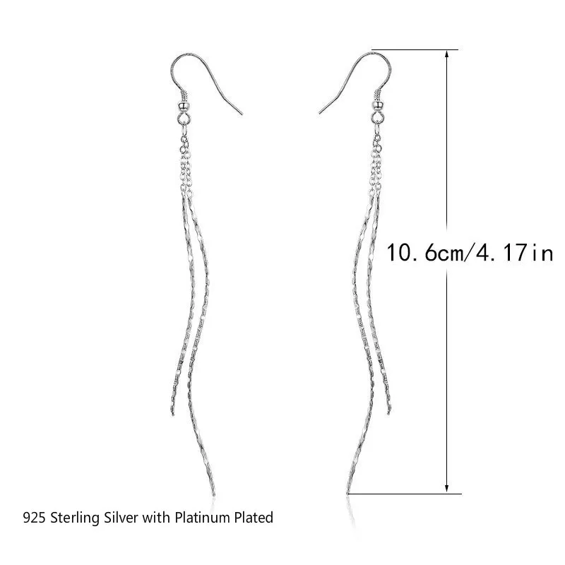 Серьги подвески женские из серебра 925 пробы с гравировкой|dangle long earrings|long drop earringslong