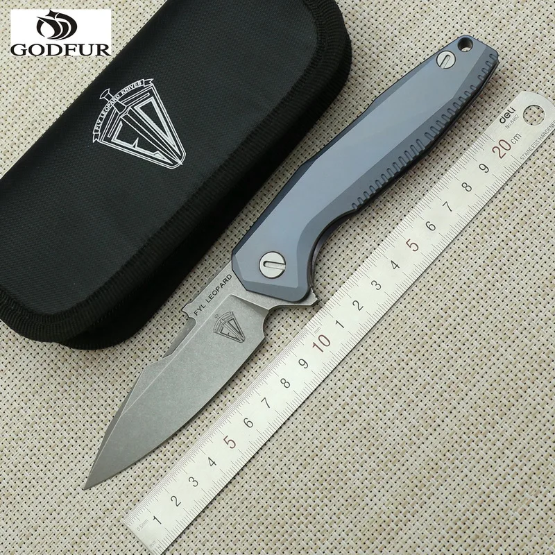 Godfur leopard оригинальные S35VN лезвие Титан ручка Флиппер Складной нож Открытый Отдых