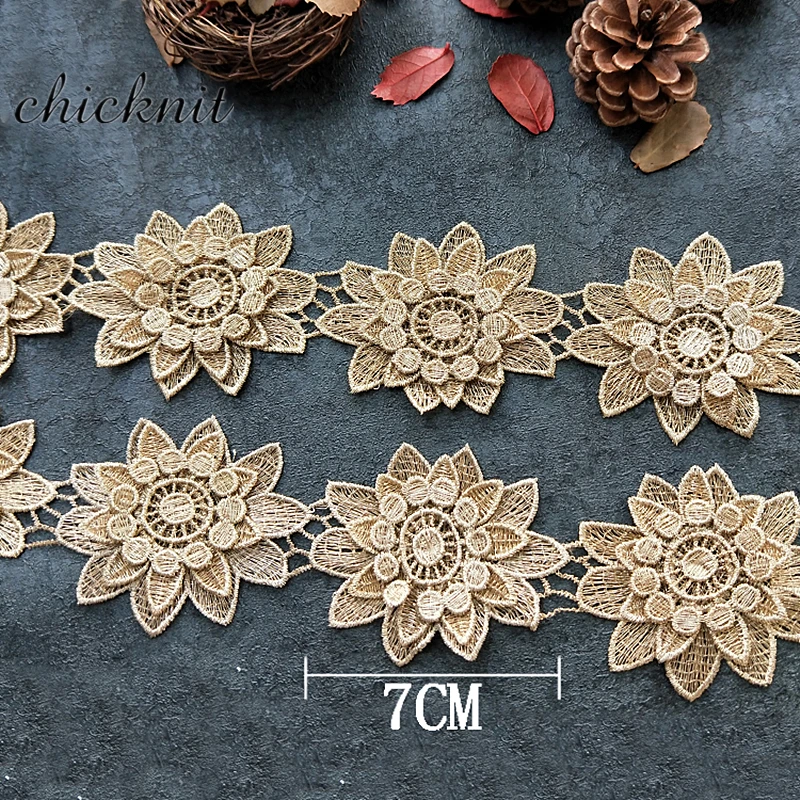 Кружевная вышивка с цветочной 3D вышивкой 7 см|3d lace|lace embroiderylace accessories |