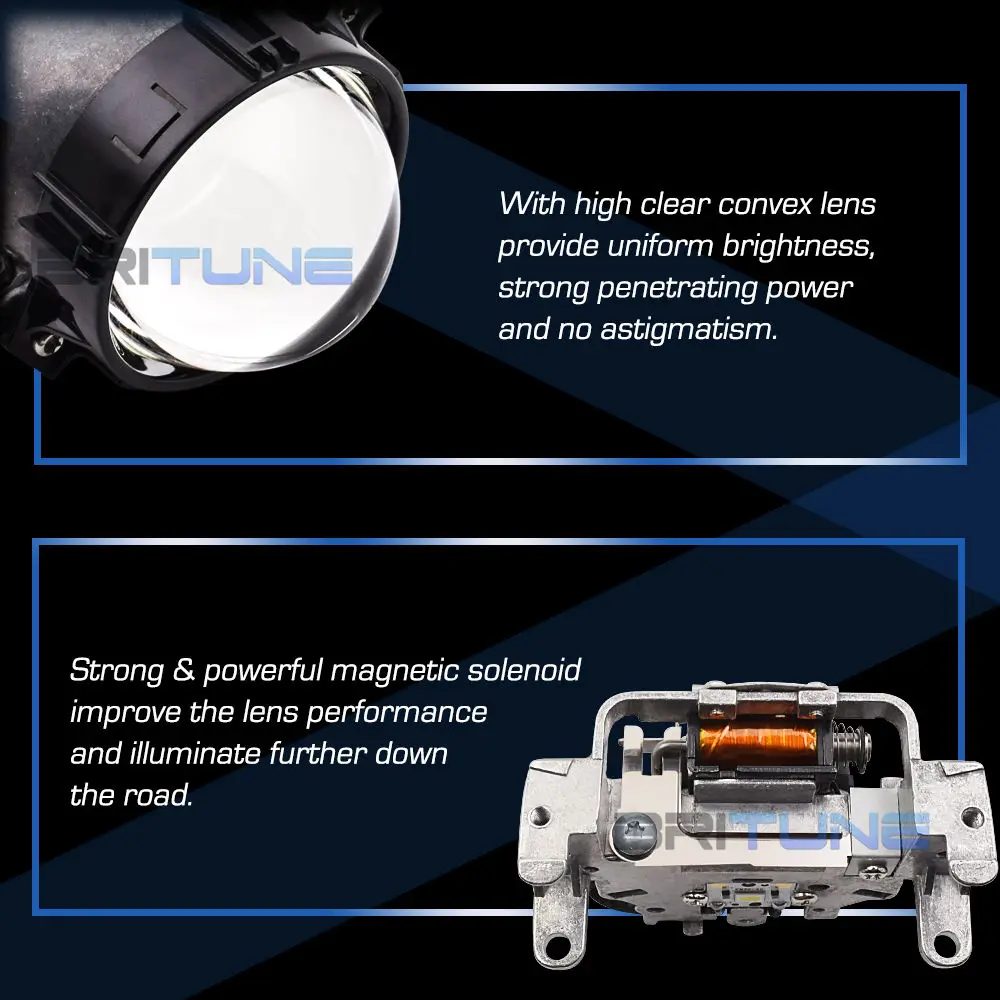 Полностью металлические автомобильные Би-светодиодный Объективы для проектора