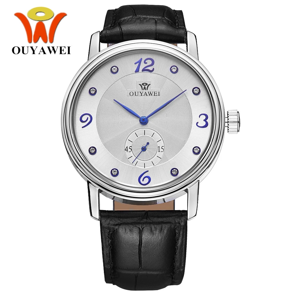 OUYAWEI Elegant Men Wristwatch Automatic Mechanical Male Clock Herren Armbanduhr with Crystal Hour Markers orologio da uomo | Наручные