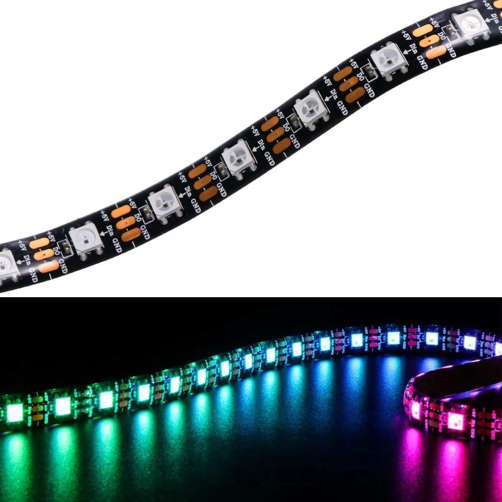 5 м 60 Светодиодный s WS2812B гибкий светодиодный лента 5050 RGB WS2811 IC водонепроницаемый