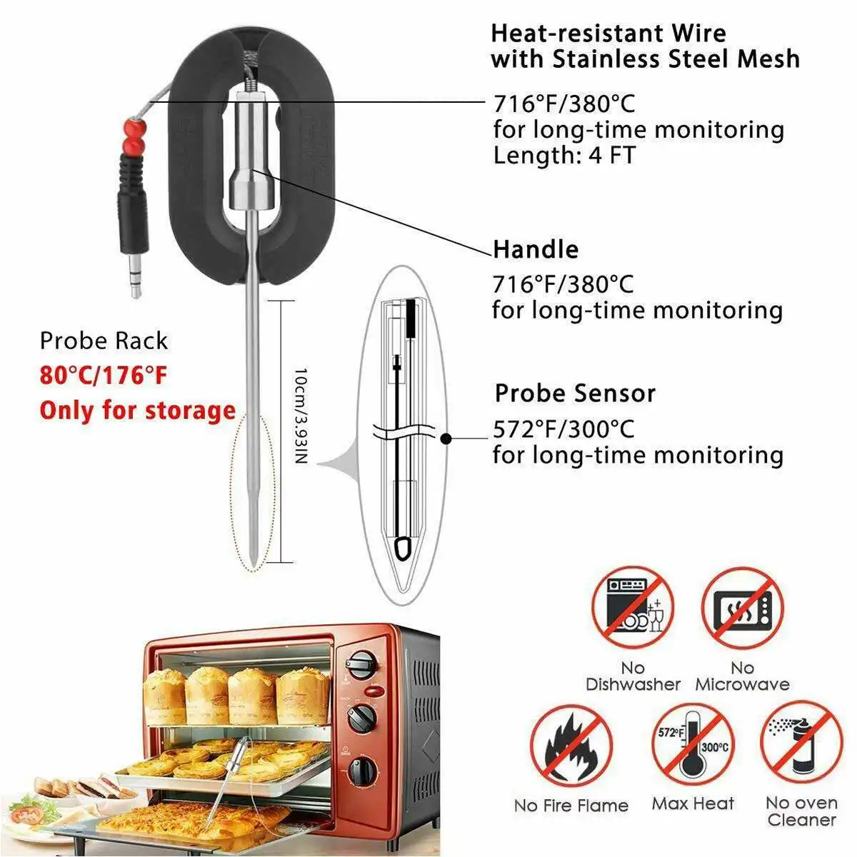

Digital Wireless BBQ Thermometer With 2 Probes bluetooth Control Food Cooking Timer Oven Meat Grill Thermometer Kitchen Tool